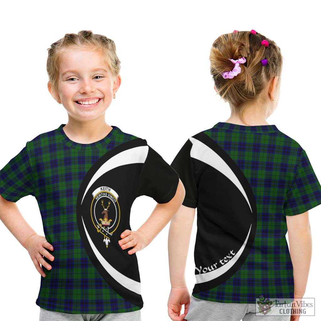 Keith Modern Tartan Kid T-Shirt with Family Crest Circle Style - Tartan Vibes Clothing