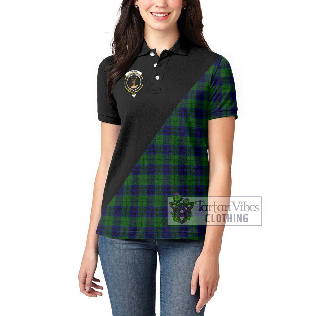 Keith Modern Tartan Women's Polo Shirt with Family Crest and Military Logo Style - Tartanvibesclothing Shop