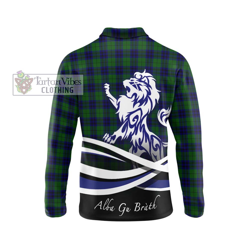 Keith Modern Tartan Long Sleeve Polo Shirt with Alba Gu Brath Regal Lion Emblem - Tartanvibesclothing Shop