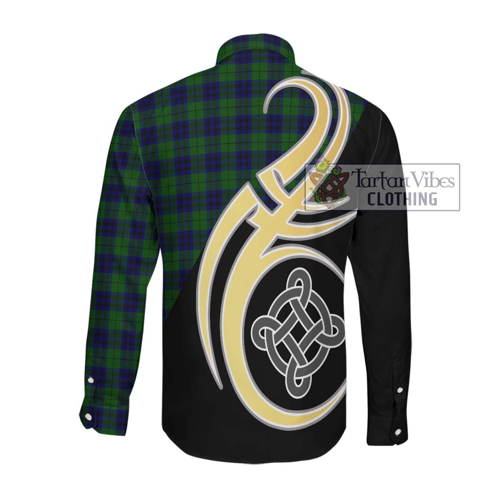 Keith Modern Tartan Long Sleeve Button Shirt with Family Crest and Celtic Symbol Style Men's Shirt - Tartan Vibes Clothing