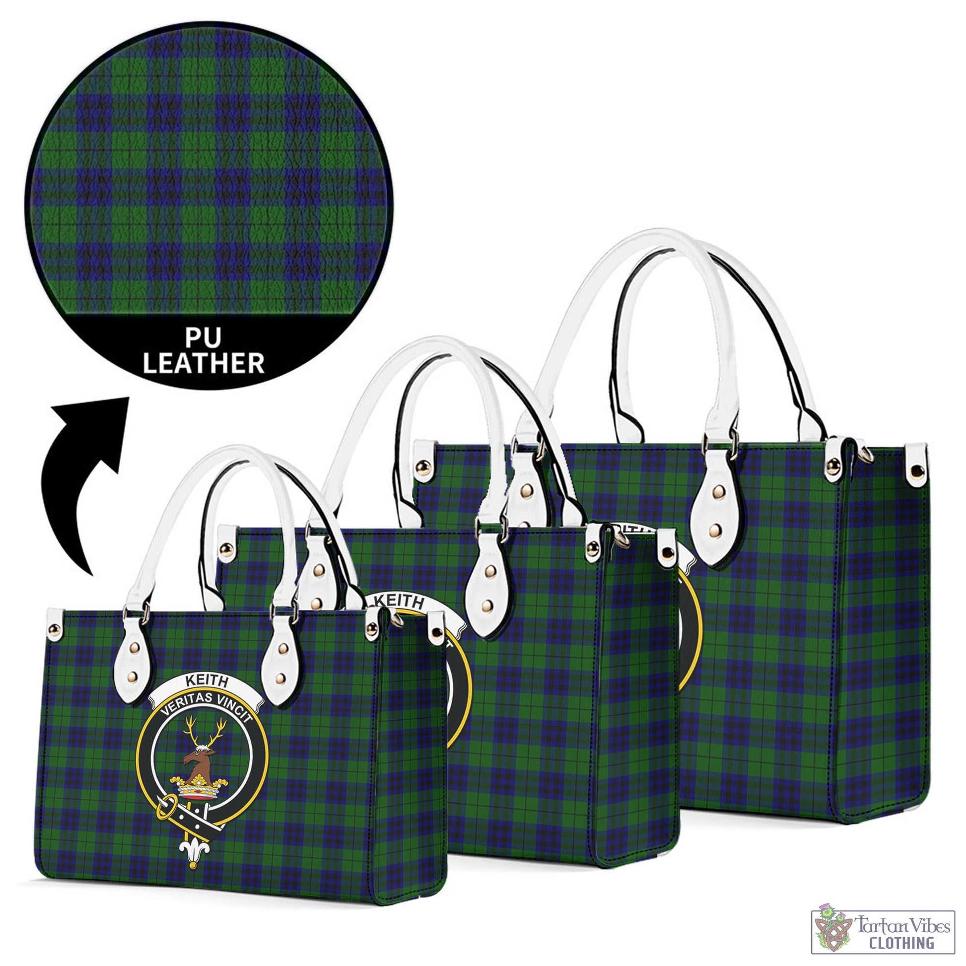 Tartan Vibes Clothing Keith Modern Tartan Luxury Leather Handbags with Family Crest