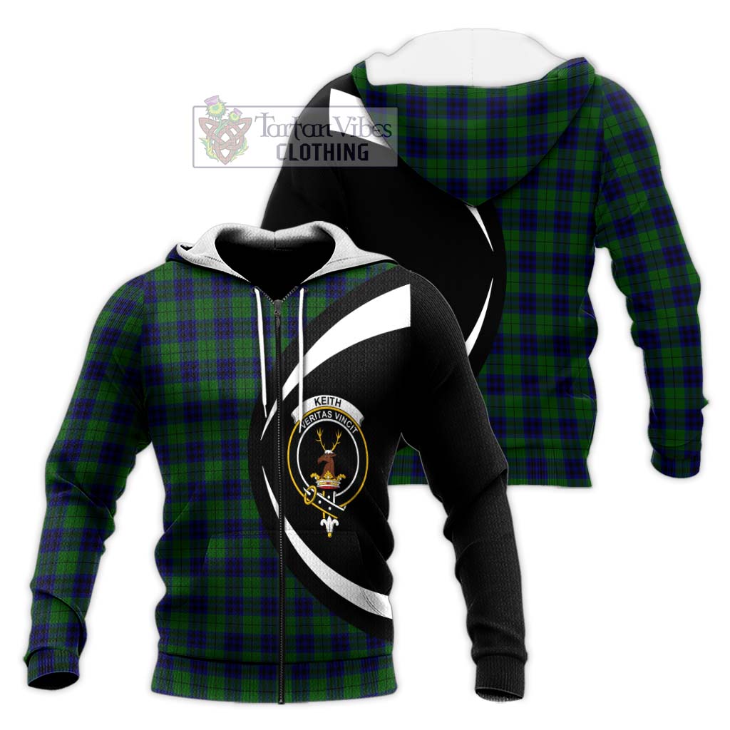 Keith Modern Tartan Knitted Hoodie with Family Crest Circle Style Unisex Knitted Zip Hoodie - Tartan Vibes Clothing