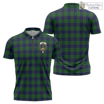 Keith Modern Tartan Zipper Polo Shirt with Family Crest