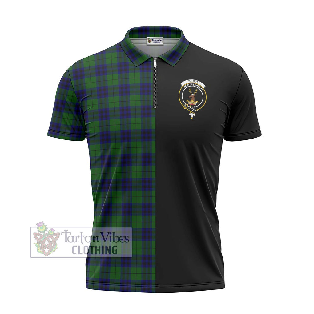 Keith Modern Tartan Zipper Polo Shirt with Family Crest and Half Of Me Style - Tartanvibesclothing Shop