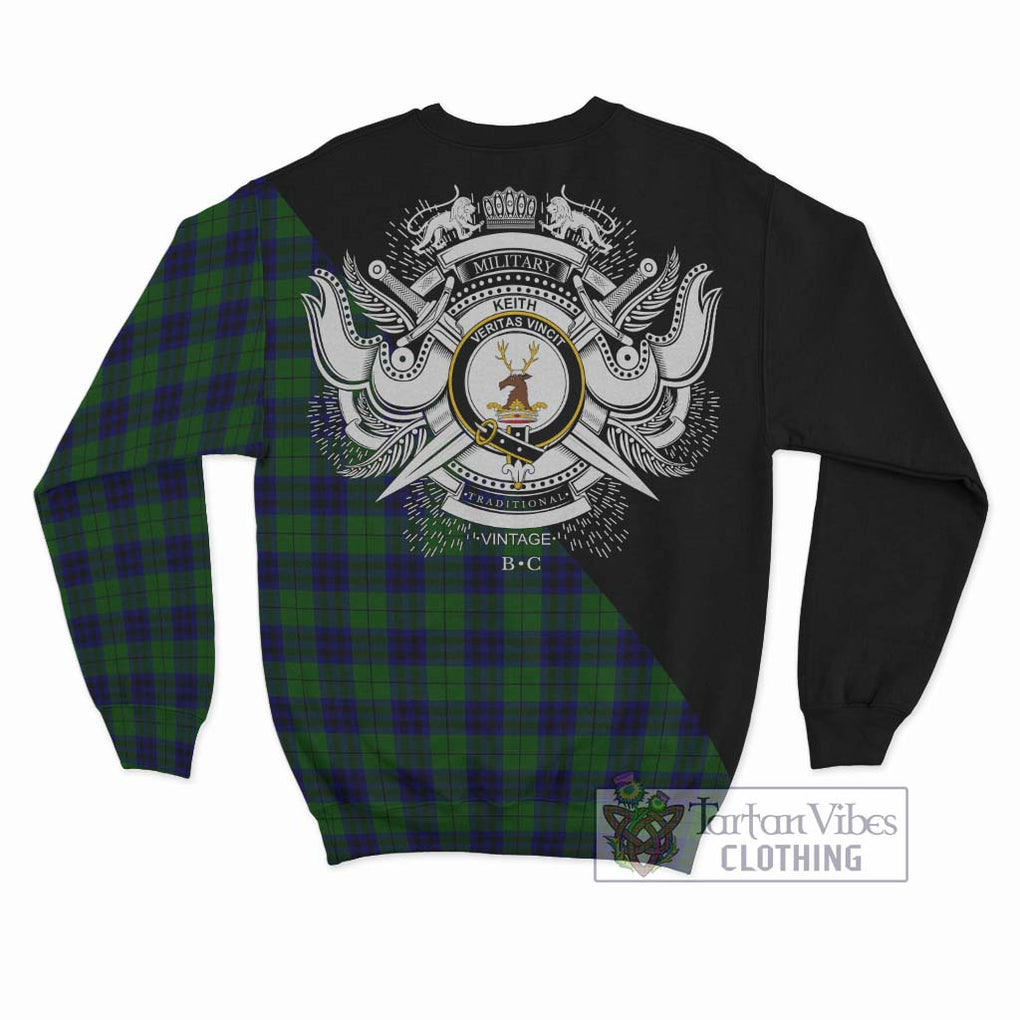 Keith Modern Tartan Sweatshirt with Family Crest and Military Logo Style - Tartanvibesclothing Shop