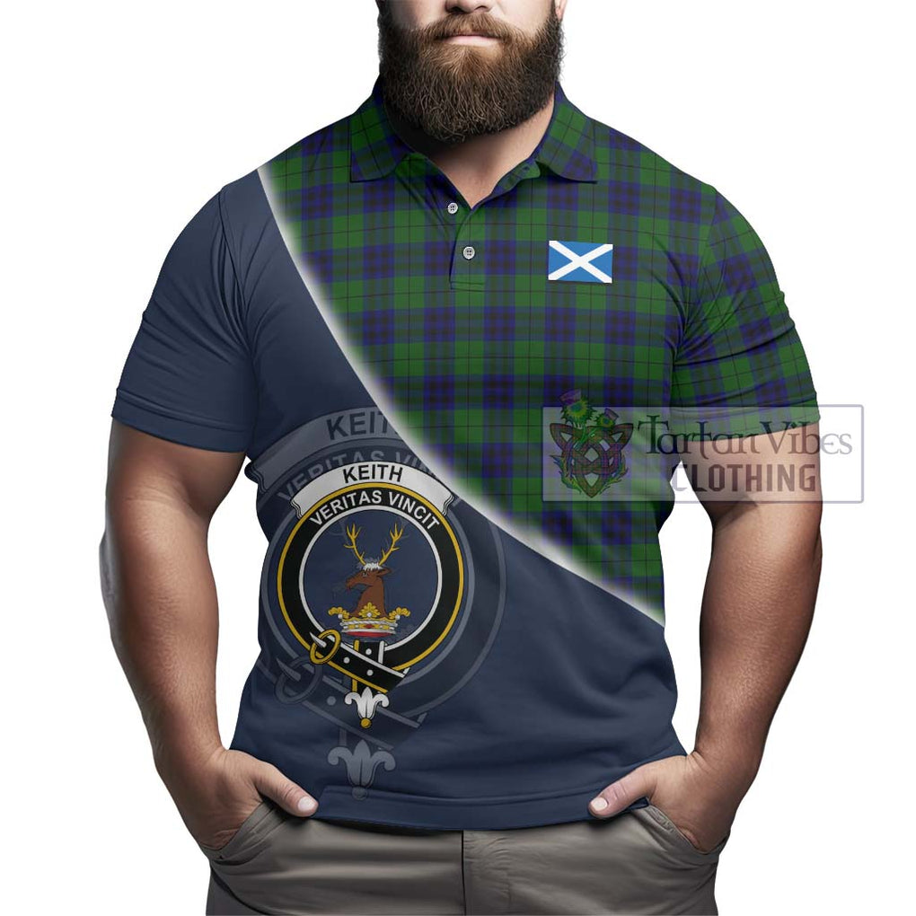 Keith Modern Tartan Polo Shirt with Personalised National Flag and Family Crest Half Style - Tartanvibesclothing Shop