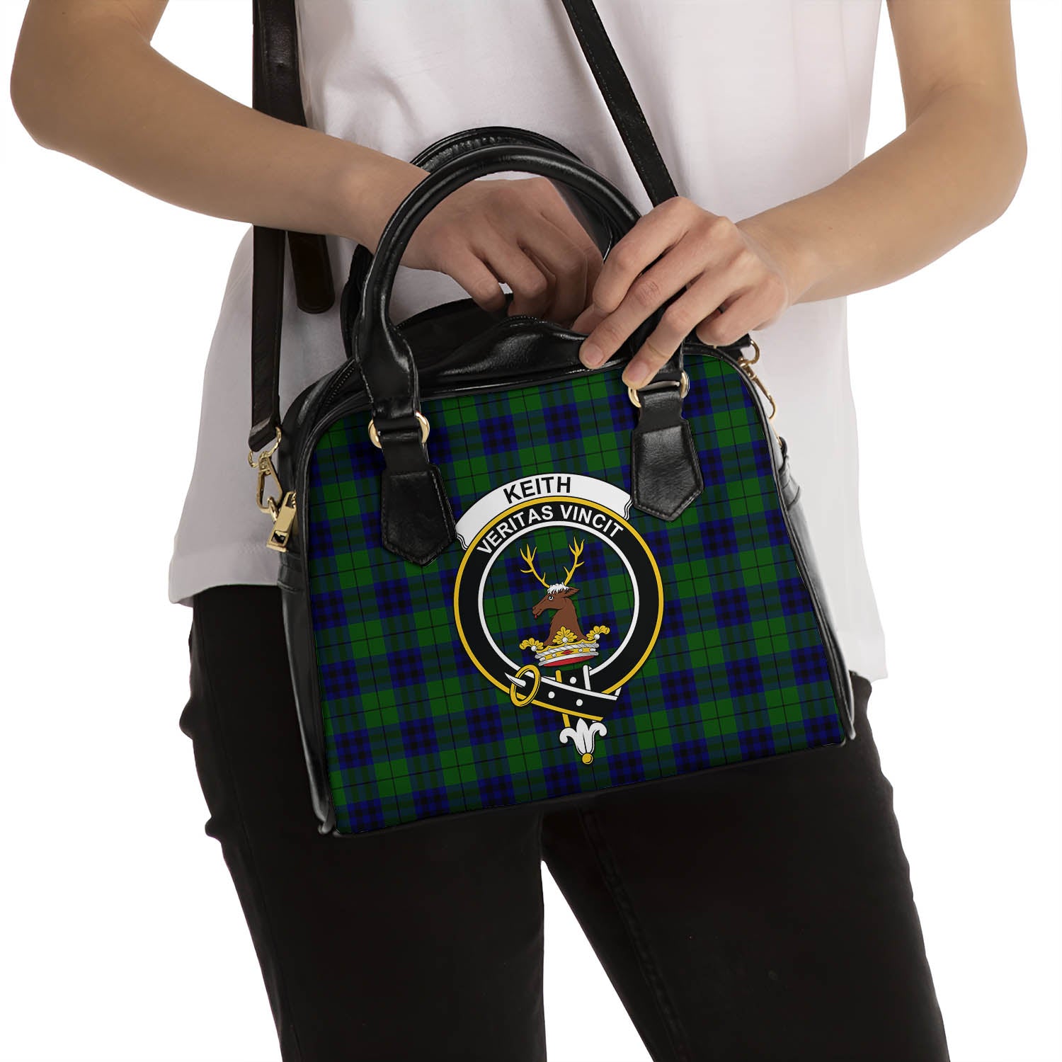 Keith Modern Tartan Shoulder Handbags with Family Crest - Tartanvibesclothing