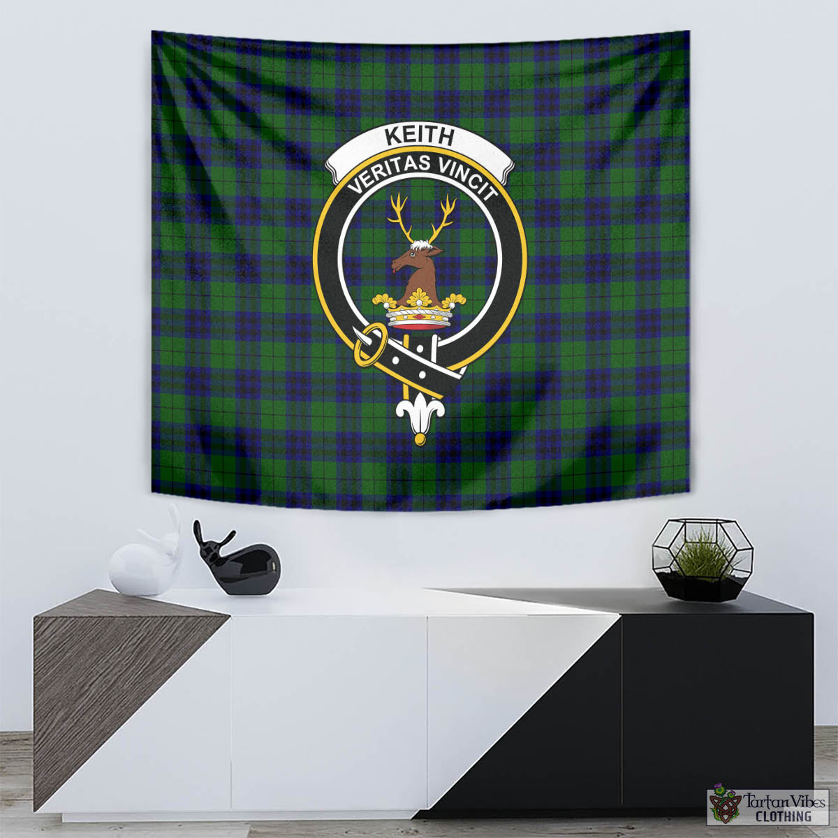 Tartan Vibes Clothing Keith Modern Tartan Tapestry Wall Hanging and Home Decor for Room with Family Crest