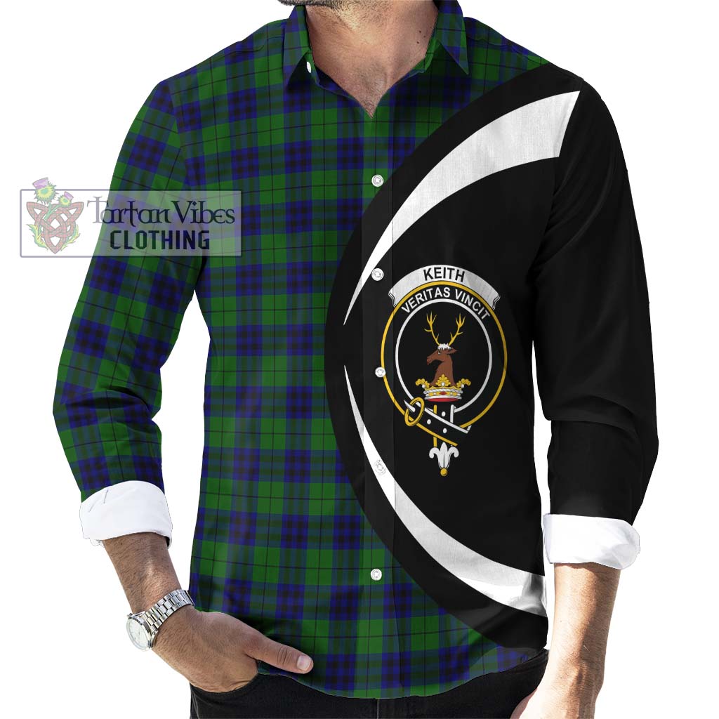 Keith Modern Tartan Long Sleeve Button Up with Family Crest Circle Style - Tartan Vibes Clothing