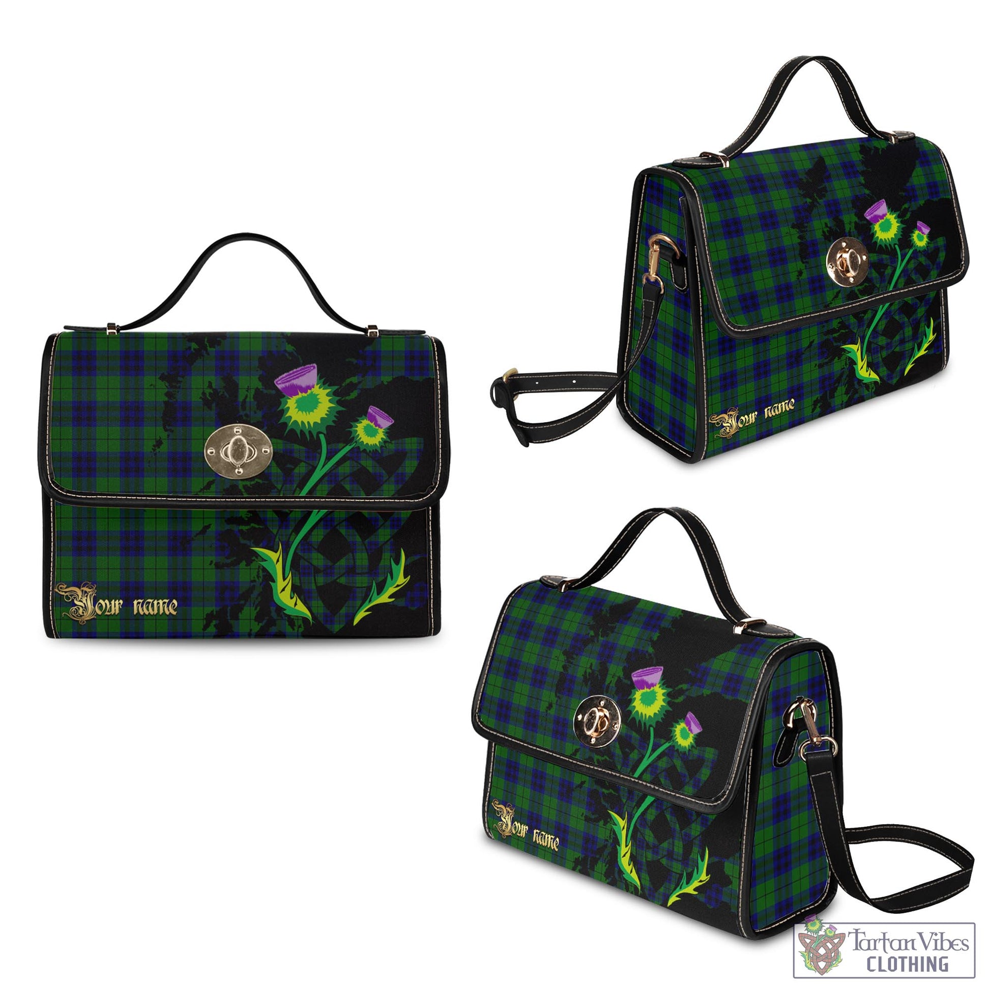 Tartan Vibes Clothing Keith Modern Tartan Waterproof Canvas Bag with Scotland Map and Thistle Celtic Accents