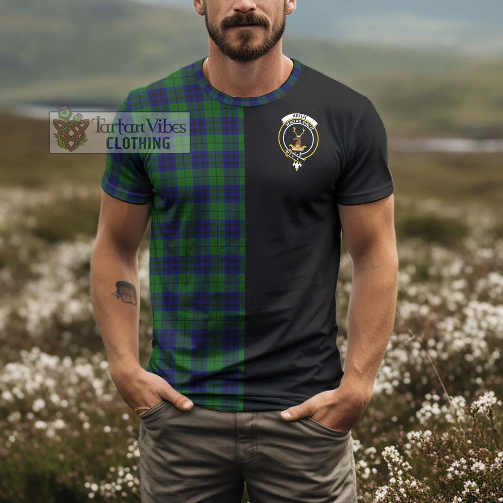 Keith Modern Tartan T-Shirt with Family Crest and Half Of Me Style - Tartanvibesclothing Shop