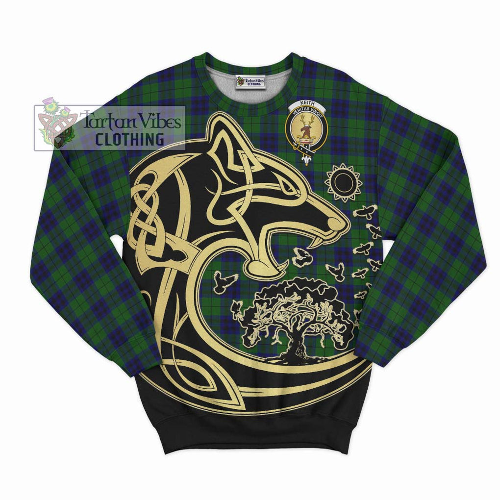 Keith Modern Tartan Sweatshirt with Family Crest Celtic Wolf Style - Tartan Vibes Clothing