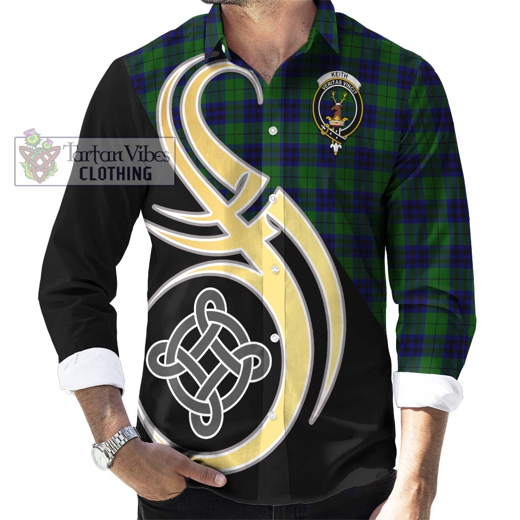 Keith Modern Tartan Long Sleeve Button Shirt with Family Crest and Celtic Symbol Style - Tartan Vibes Clothing