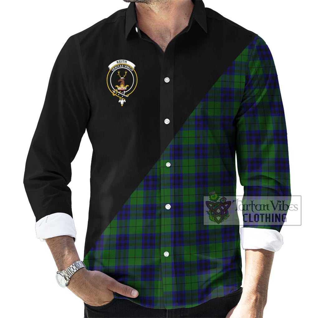 Keith Modern Tartan Long Sleeve Button Shirt with Family Crest and Military Logo Style - Tartanvibesclothing Shop