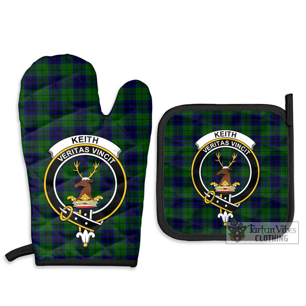 Keith Modern Tartan Combo Oven Mitt & Pot-Holder with Family Crest Combo 1 Oven Mitt & 2 Pot-Holder Black - Tartan Vibes Clothing