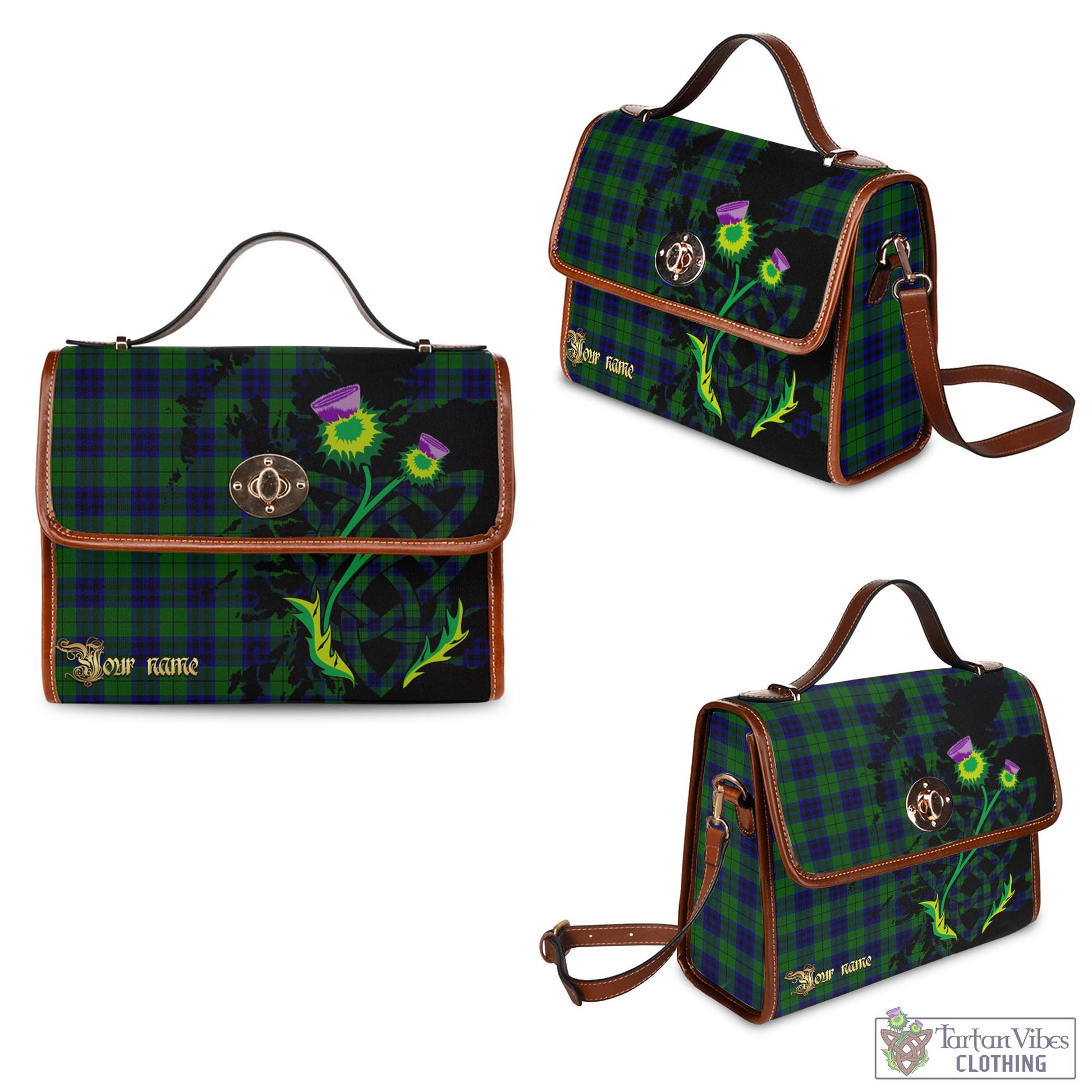 Tartan Vibes Clothing Keith Modern Tartan Waterproof Canvas Bag with Scotland Map and Thistle Celtic Accents