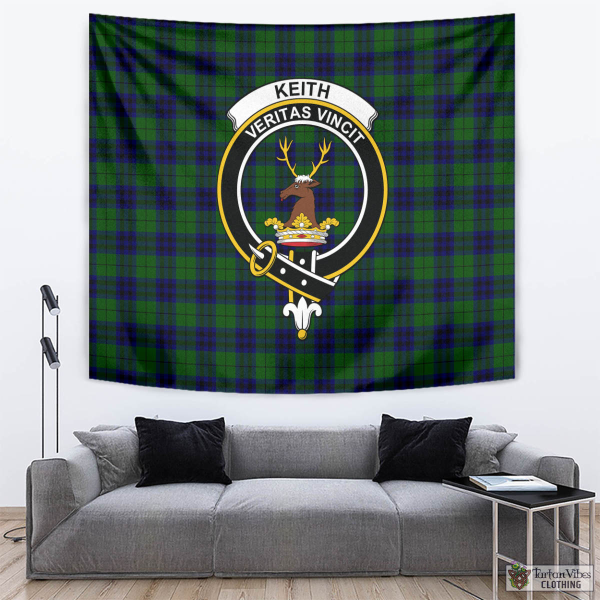 Tartan Vibes Clothing Keith Modern Tartan Tapestry Wall Hanging and Home Decor for Room with Family Crest