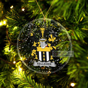 Kelleher Irish Clan Christmas Glass Ornament with Coat of Arms