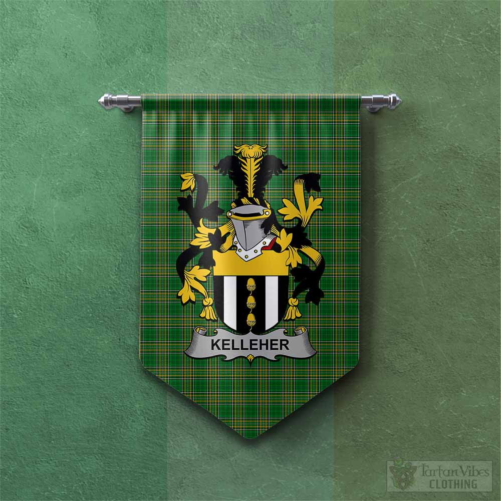 Kelleher Irish Clan Tartan Gonfalon, Tartan Banner with Coat of Arms Chevron - Tartan Vibes Clothing
