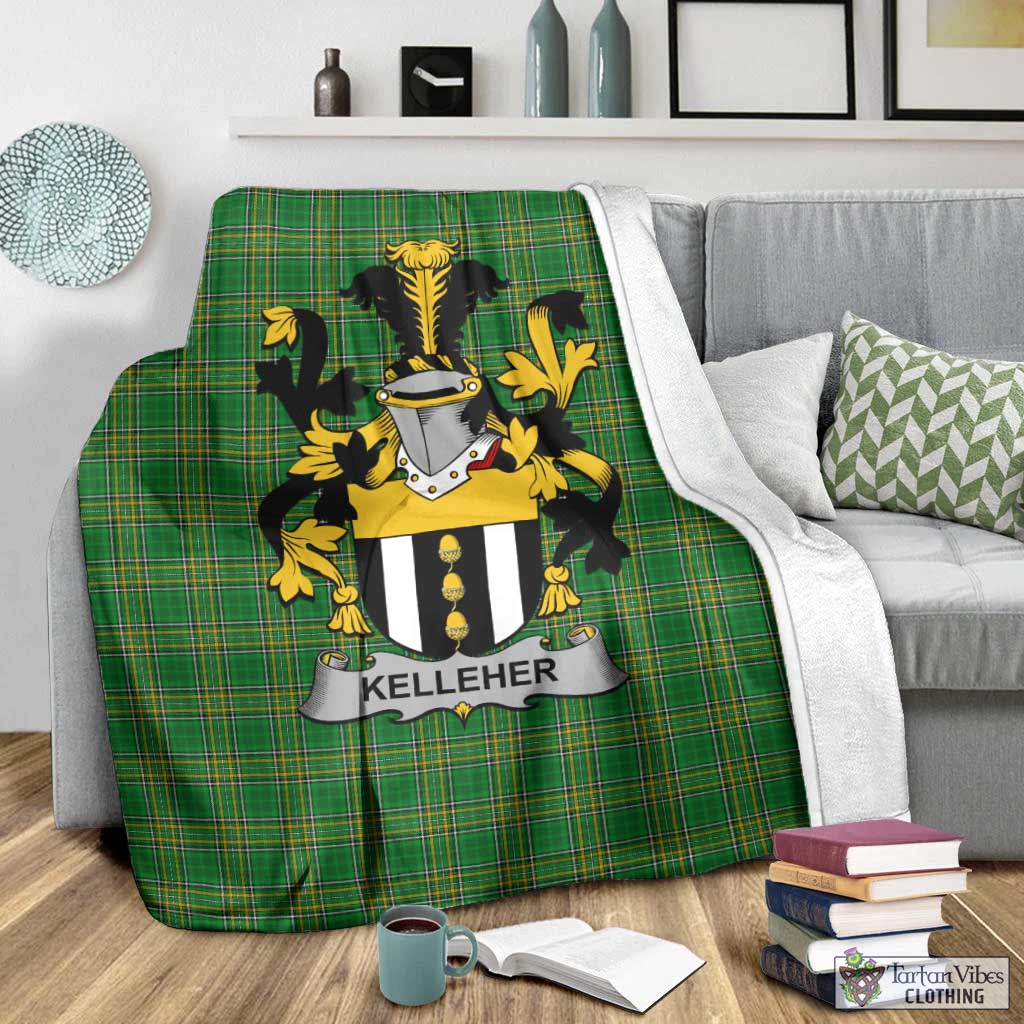 Kelleher Irish Clan Tartan Blanket with Coat of Arms - Tartan Vibes Clothing
