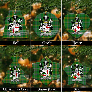 Kellett Irish Clan Tartan Christmas Ceramic Ornament with Coat of Arms