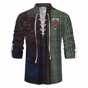 Kelly Tartan Family Crest Ghillie Kilt Shirt Alba Gu Brath Be Brave Lion Ancient Style Men - Tartan Vibes Clothing