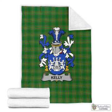 Kelly Irish Clan Tartan Blanket with Coat of Arms