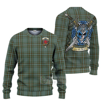 Kelly Tartan Ugly Sweater with Family Crest Celtic Skull Style