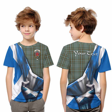 Kelly Tartan Kid T-Shirt with Family Crest Scotland Patriotic Style