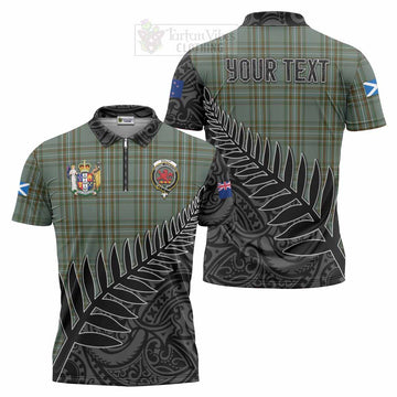 Kelly Crest Tartan Zipper Polo Shirt with New Zealand Silver Fern Half Style Unisex - Tartan Vibes Clothing