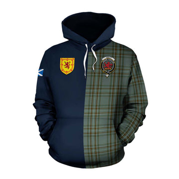 Kelly Tartan Cotton Hoodie Alba with Scottish Lion Royal Arm Half Style Pullover Hoodie XS - Tartan Vibes Clothing