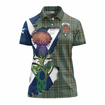 Kelly Tartan Family Crest Women's Polo Shirt Scottish Thistle Celtic Inspired Women - Tartan Vibes Clothing
