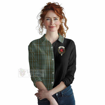 Kelly Tartan Women's Casual Shirt with Family Crest and Half Of Me Style