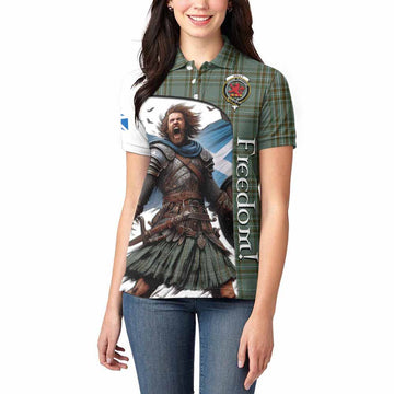 Kelly Crest Tartan Women's Polo Shirt Inspired by the Freedom of Scottish Warrior