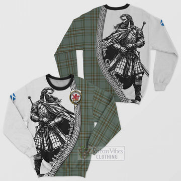 Kelly Tartan Clan Crest Sweatshirt with Highlander Warrior Celtic Style