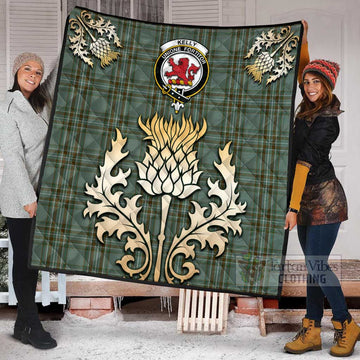 Kelly Tartan Quilt with Family Crest and Golden Thistle Style