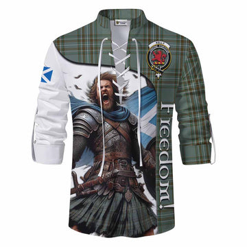 Kelly Crest Tartan Ghillie Kilt Shirt Inspired by the Freedom of Scottish Warrior