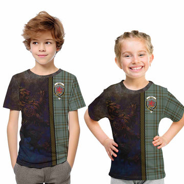 Kelly Tartan Family Crest Kid T-Shirt Alba Gu Brath Be Brave Lion Ancient Style Youth XL Size14 - Tartan Vibes Clothing