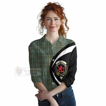 Kelly Tartan Women's Casual Shirt with Family Crest Circle Style