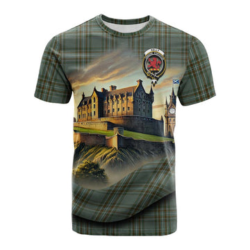 Kelly Tartan Family Crest Cotton T-shirt with Scottish Ancient Castle Style Kid's Shirt - Tartan Vibes Clothing