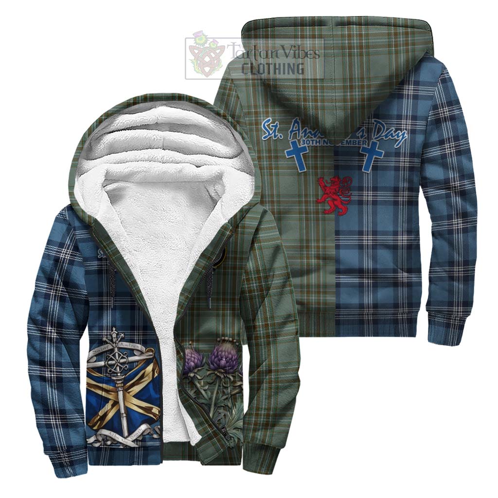 Tartan Vibes Clothing Kelly Tartan Sherpa Hoodie Happy St. Andrew's Day Half Tartan Style