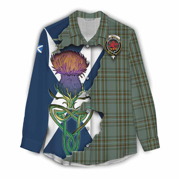 Kelly Tartan Family Crest Women's Casual Shirt Scottish Thistle Celtic Inspired Female - Tartan Vibes Clothing