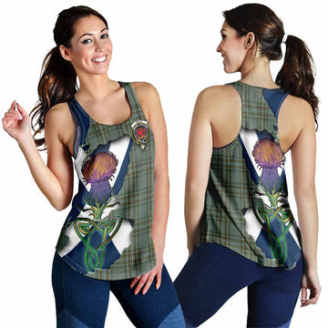 Kelly Tartan Family Crest Women's Racerback Tanks Scottish Thistle Celtic Inspired 4XL - Tartan Vibes Clothing