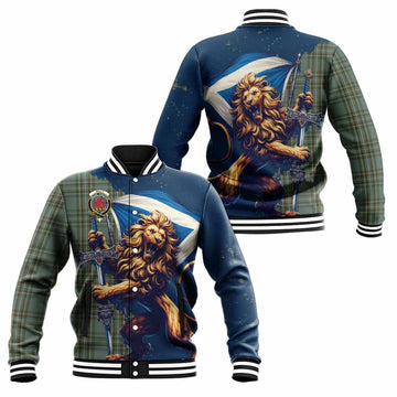 Kelly Tartan Family Crest Baseball Jacket with Scottish Majestic Lion Unisex - Tartan Vibes Clothing