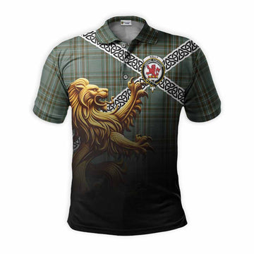 Kelly Crest Tartan Polo Shirt with Golden Lion Emblem Celtic Style Kid - Tartan Vibes Clothing