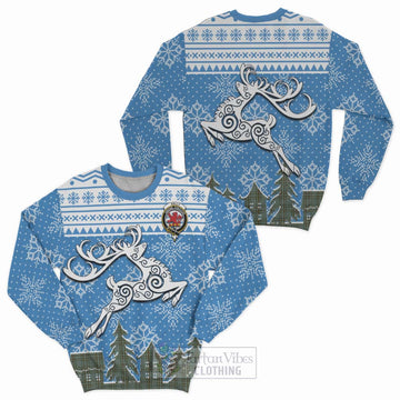 Kelly Clan Christmas Sweatshirt Celtic Reindeer Style