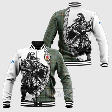 Kelly Tartan Clan Crest Baseball Jacket with Highlander Warrior Celtic Style Unisex - Tartan Vibes Clothing