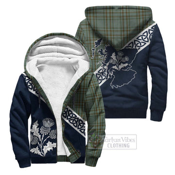 Kelly Tartan Sherpa Hoodie Featuring Thistle and Scotland Map