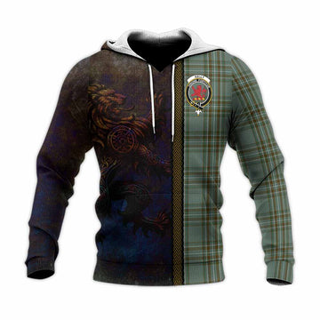 Kelly Tartan Family Crest Knitted Hoodie Alba Gu Brath Be Brave Lion Ancient Style Unisex Knitted Pullover Hoodie - Tartan Vibes Clothing