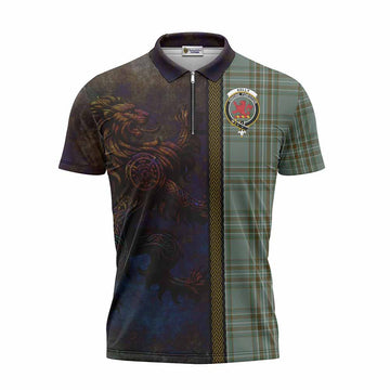Kelly Tartan Family Crest Zipper Polo Shirt Alba Gu Brath Be Brave Lion Ancient Style Unisex - Tartan Vibes Clothing